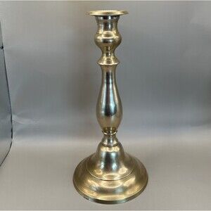 Tall Brass Candlestick Classic Curved Baluster Forms Elegant Vintage Style 10”